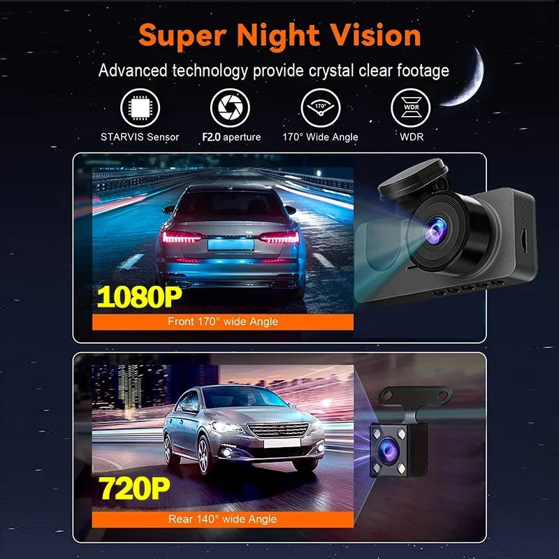2/3 Channel WiFi Dash Cam – Front, Interior & Rear