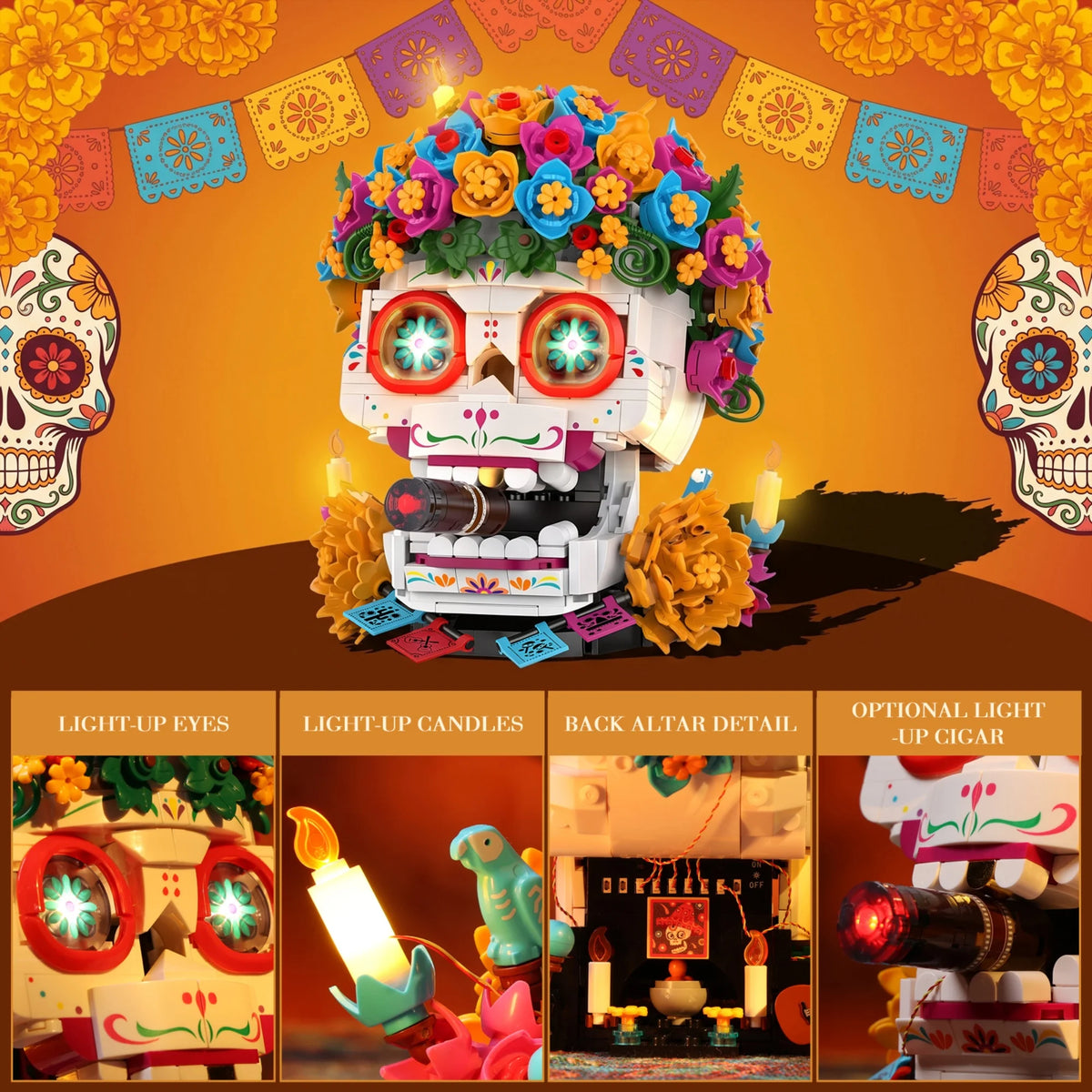 959PCS Day of the Dead Skull Building Set