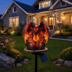 Solar Powered Gargoyle Statue with LED Light – 45cm Gothic Garden Decor