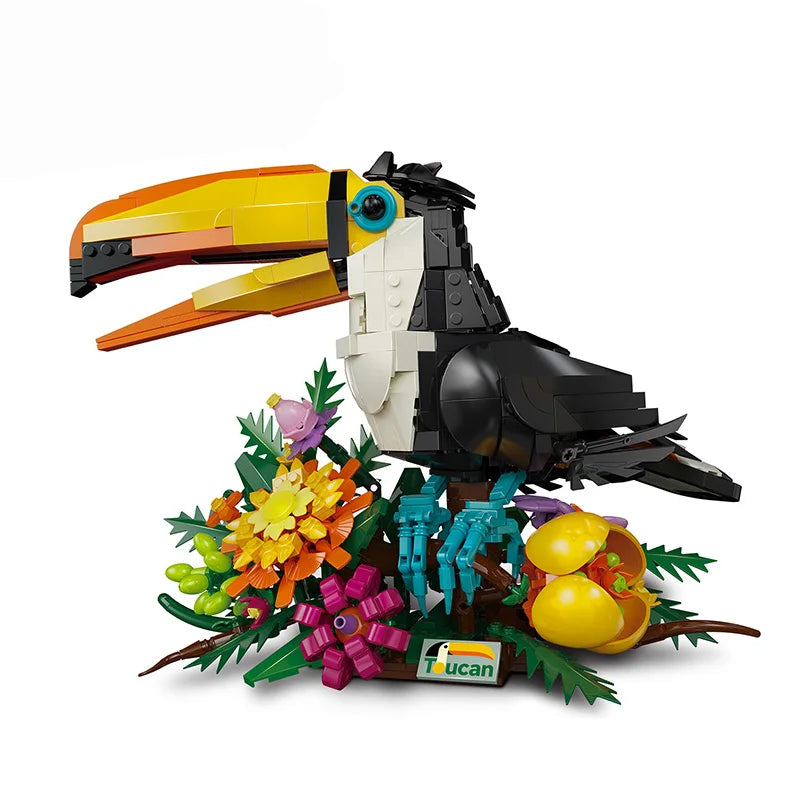 1068PCS Toucan Bird Building Blocks – Colourful 3D Animal Display Model