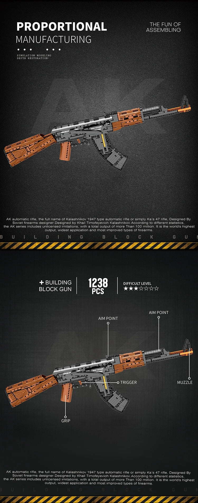 AK47-Inspired Building Block Model – Advanced DIY Construction Kit