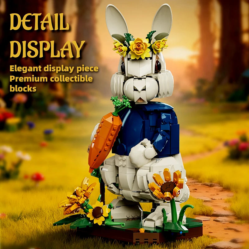 1258PCS Pastoral Rabbit Building Blocks – Floral Countryside Display Model