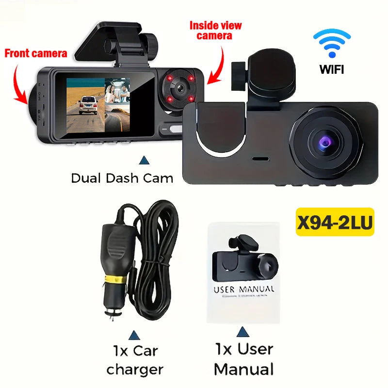 2/3 Channel WiFi Dash Cam – Front, Interior & Rear