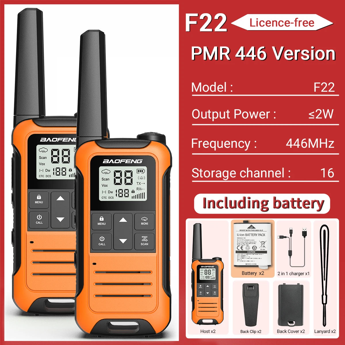 Baofeng F22 Walkie Talkie Twin Pack – Long Range