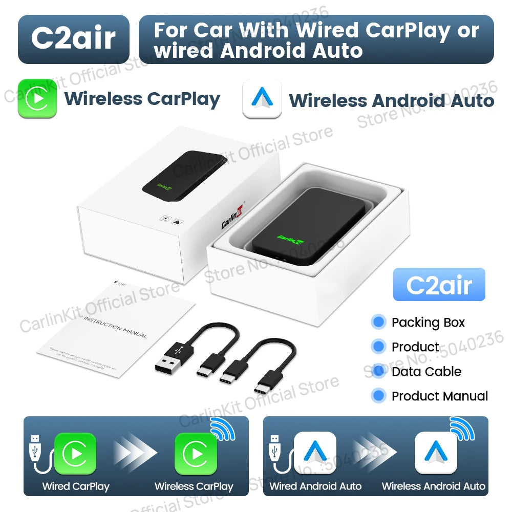 CarlinKit 5.0 C2Air Wireless CarPlay & Android Auto Adapter