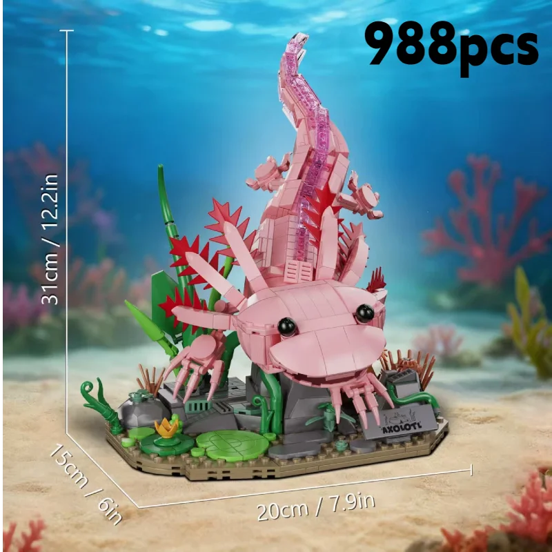 998PCS Axolotl Building Blocks – Underwater Display Model
