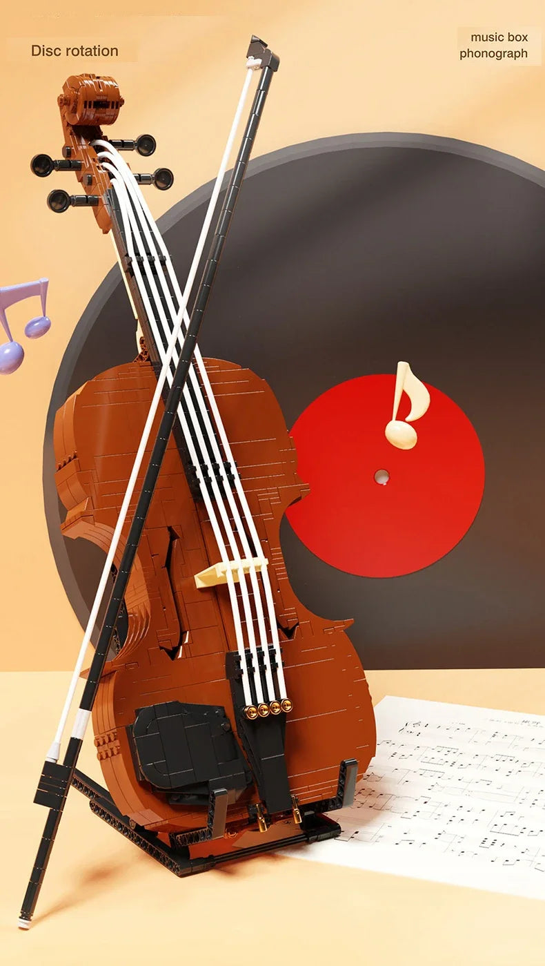 921 Pieces - Violin, Bow &amp; Display Stand Building Block Set