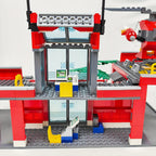 City Fire Station Building Block Set with Fire Truck &amp; Rescue Helicopter