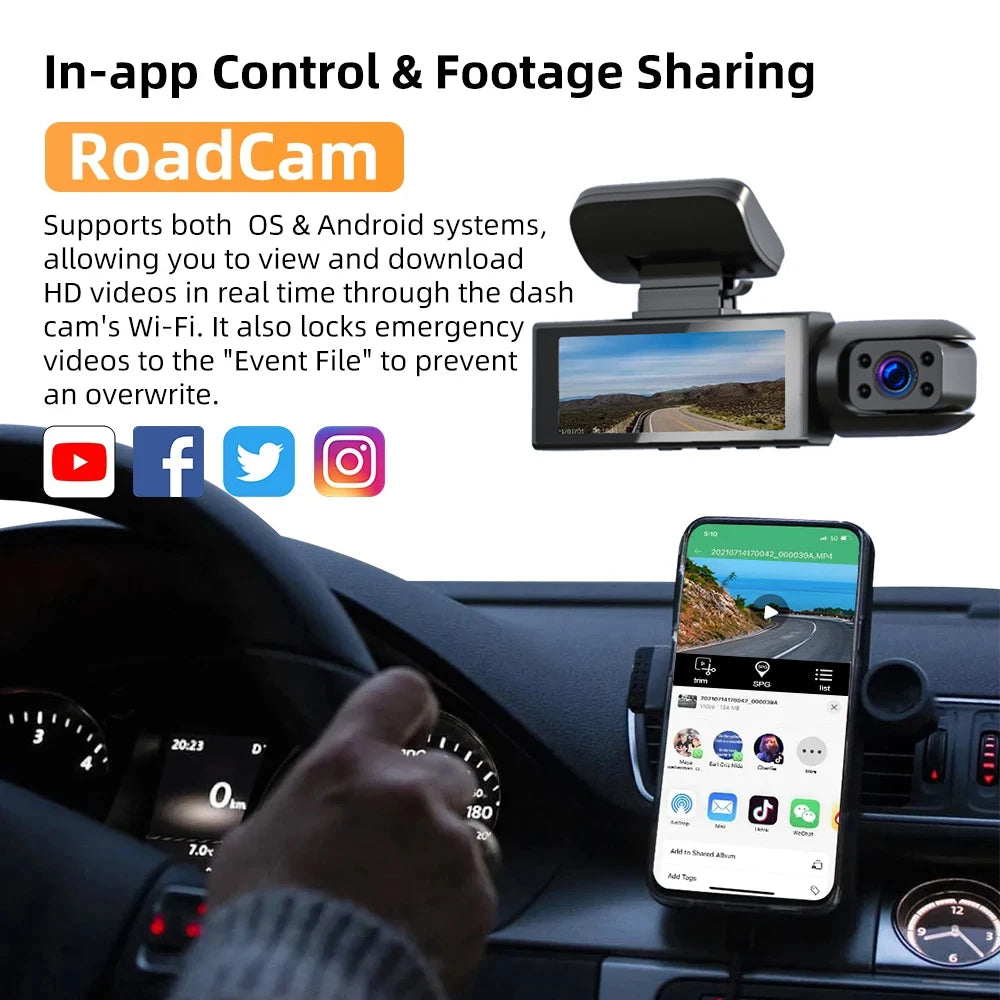 1080P WiFi Dual Dash Cam – Front + Interior