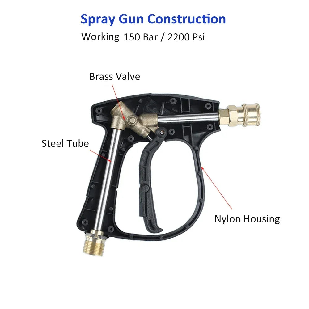 Pressure Washer Water Gun Kit with 1L Foam Cannon – Professional Car Cleaning Set
