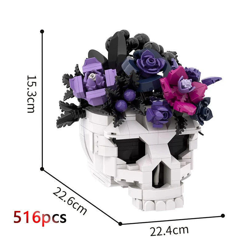 2026 Halloween MOC Building Block Collection – Crow, Skull, Rose &amp; Gothic Display Models