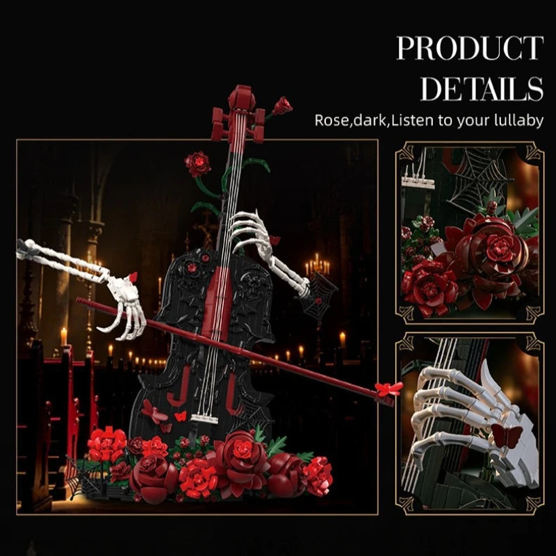 1,429 Pieces - Gothic Skeleton Cello Building Block Set
