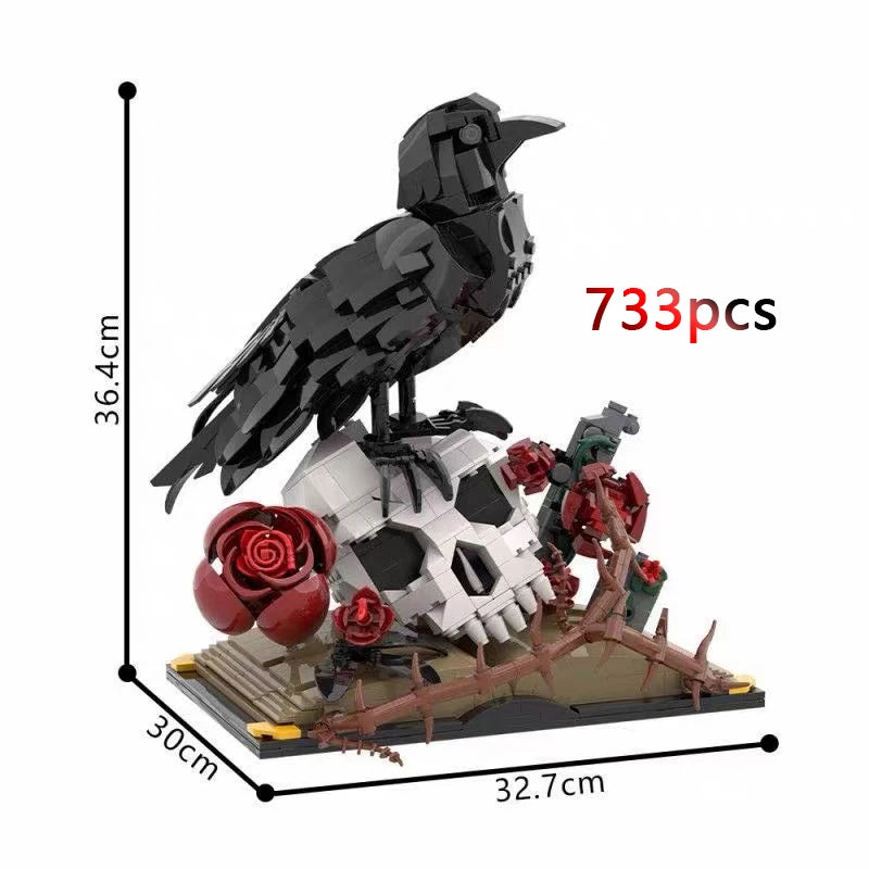 2026 Halloween MOC Building Block Collection – Crow, Skull, Rose &amp; Gothic Display Models
