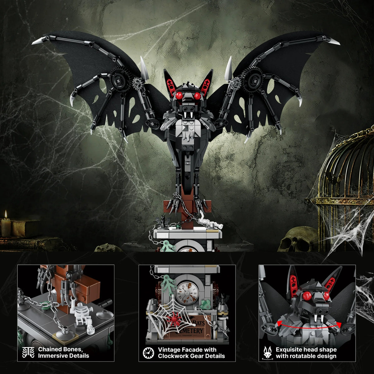 928PCS Gothic Dark Bat Building Set