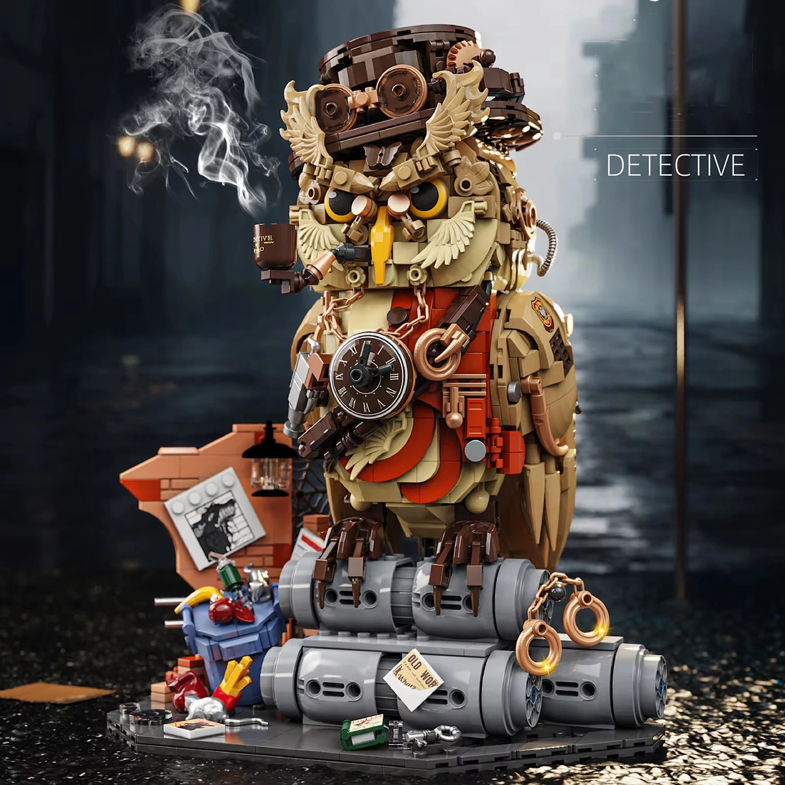 Mechanical Owl Detective Building Block Set – 1,286 Pieces