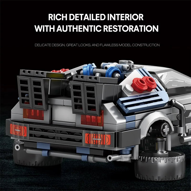 1:24 Classic Movie Time-Travel Racing Car Building Block Set – 405 Pieces