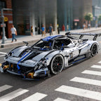 TOYLINX 1:8 Scale Silver-Blue Technic Racing Car Building Block Set – 3,526 Pieces