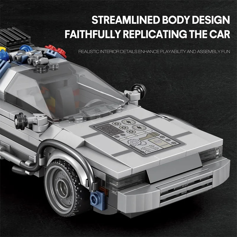 1:24 Classic Movie Time-Travel Racing Car Building Block Set – 405 Pieces