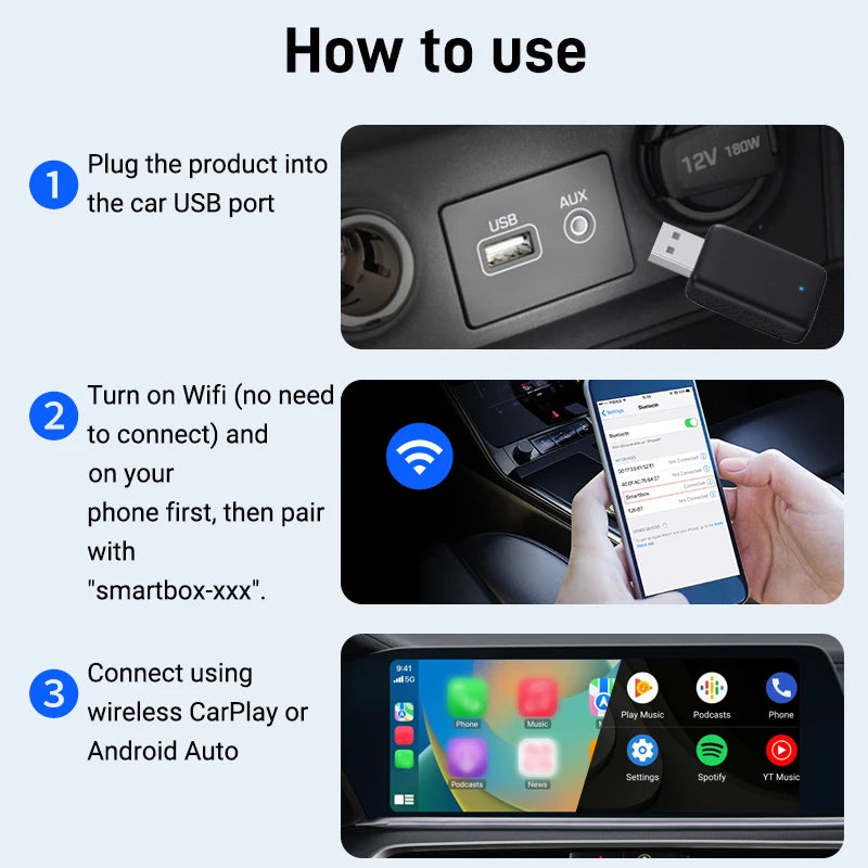 TOP SELLER - 2-in-1 Wireless CarPlay & Android Auto Adapter