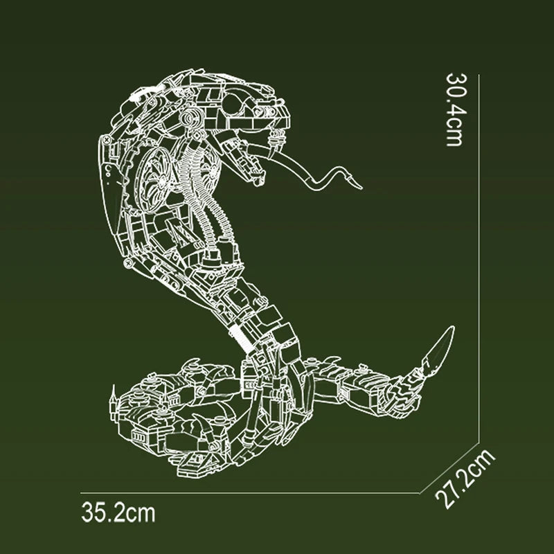 1000+PCS Cyberpunk Mechanical Snake Building Blocks – Technical Animal Model