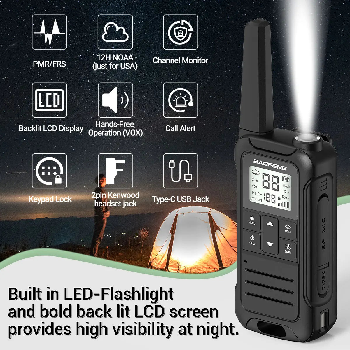 Baofeng F22 Walkie Talkie Twin Pack – Long Range PMR/FRS Two-Way Radios