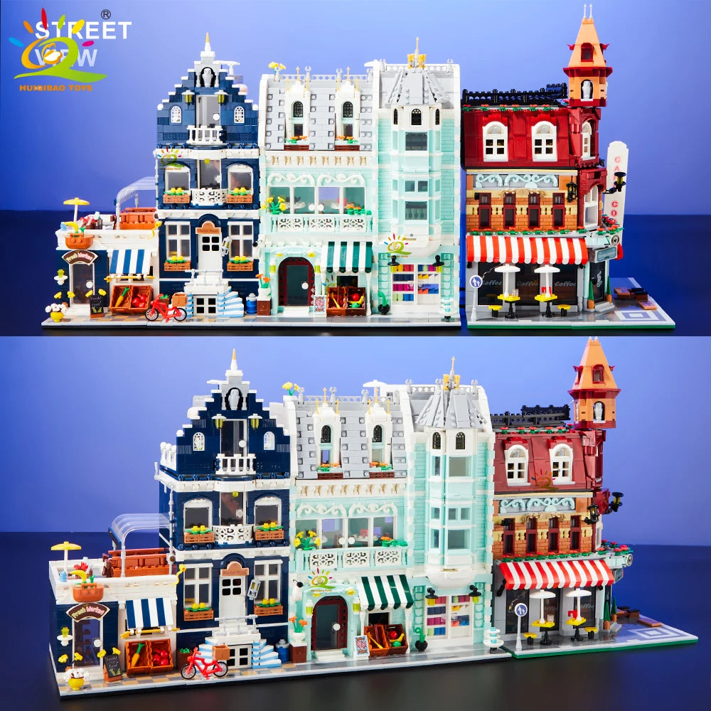 HUIQIBAO City Corner Coffee Shop Micro Building Blocks – 5 Sets to Collect
