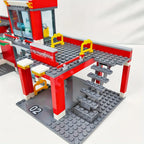 City Fire Station Building Block Set with Fire Truck &amp; Rescue Helicopter