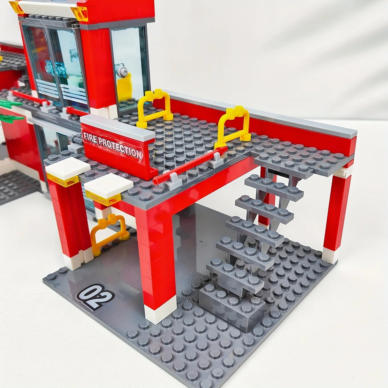 City Fire Station Building Block Set with Fire Truck &amp; Rescue Helicopter