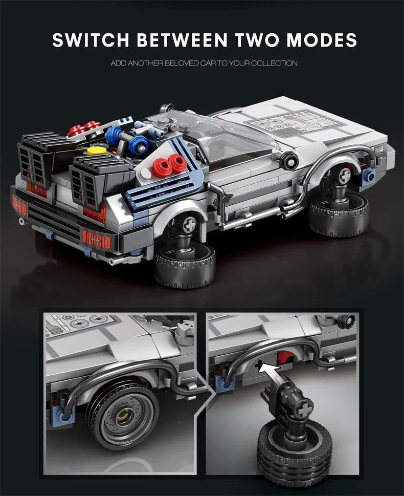 1:24 Classic Movie Time-Travel Racing Car Building Block Set – 405 Pieces