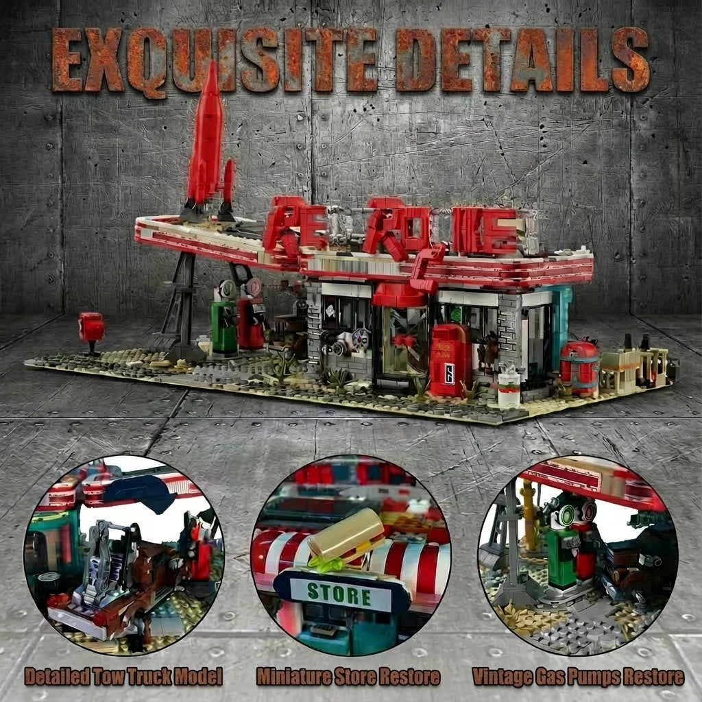2,221PCS Abandoned Gas Station Building Set