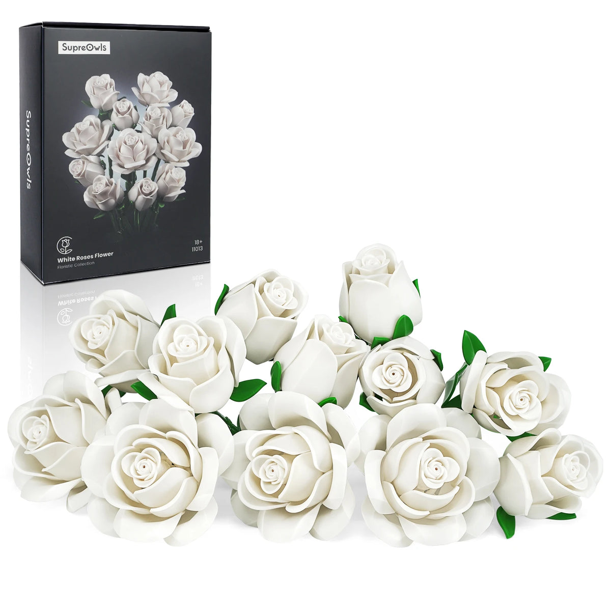 12 Rose White Bouquet Building Set