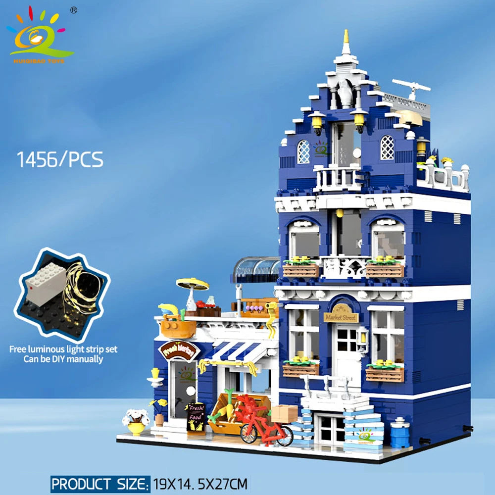 HUIQIBAO City Corner Coffee Shop Micro Building Blocks – 5 Sets to Collect