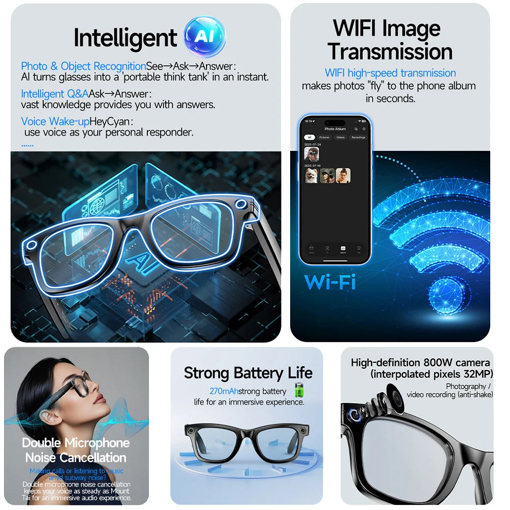 TOP SELLER - 2026 AI Smart Glasses – Live Translation, ChatGPT & HD Camera