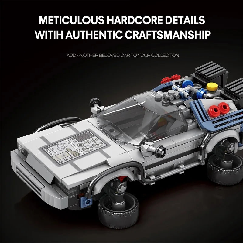 1:24 Classic Movie Time-Travel Racing Car Building Block Set – 405 Pieces
