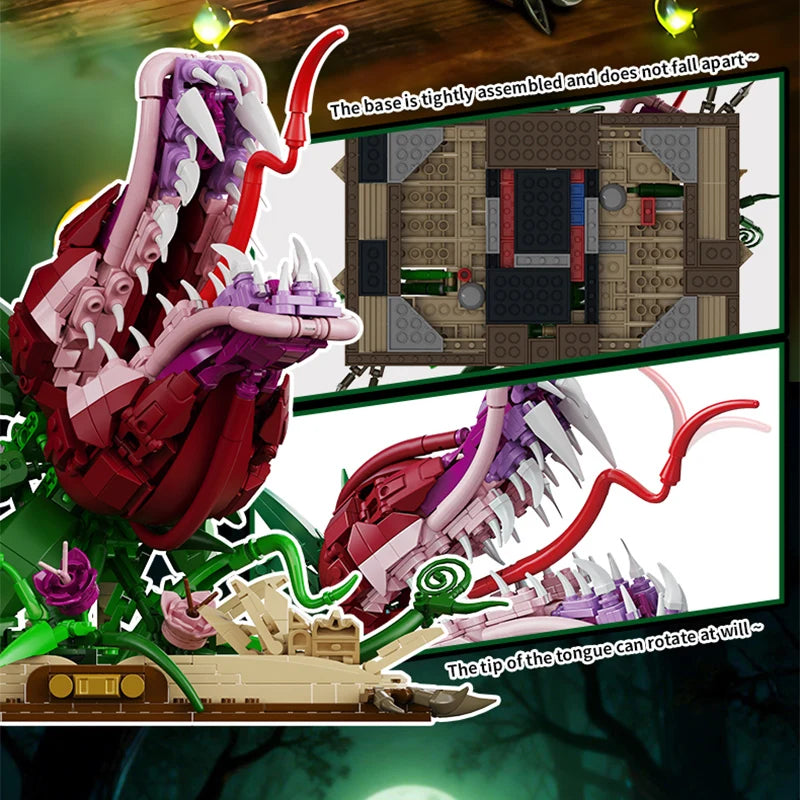 Creative MOC Carnivorous Plant Magic Book Building Blocks Collection Home Decoration Bricks Construction Toys For Children Gift