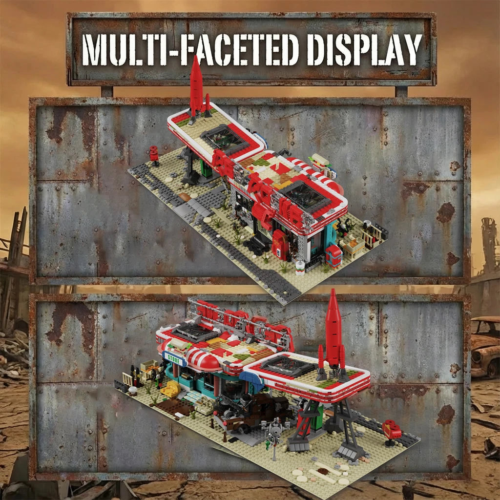 2,221PCS Abandoned Gas Station Building Set