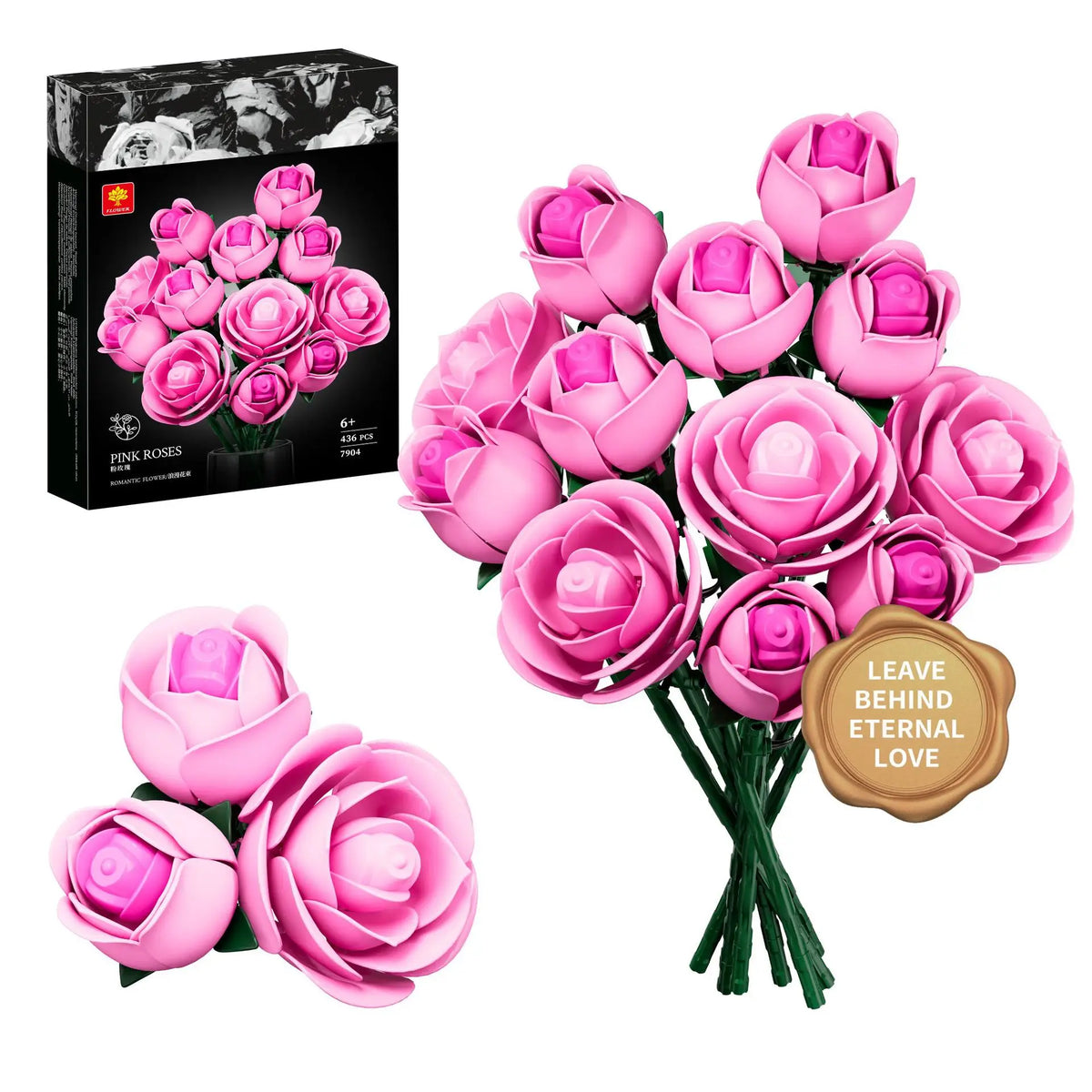 436PCS Rose Bouquet Building Set