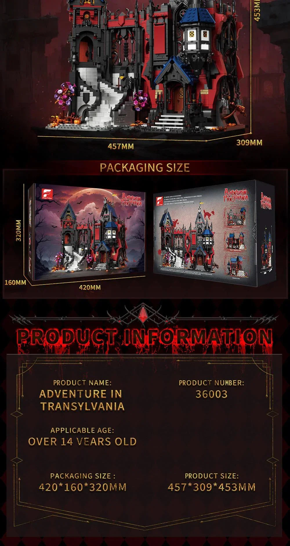 Vampire Castle Building Block Set – 3,540 Piece Gothic Horror Castle