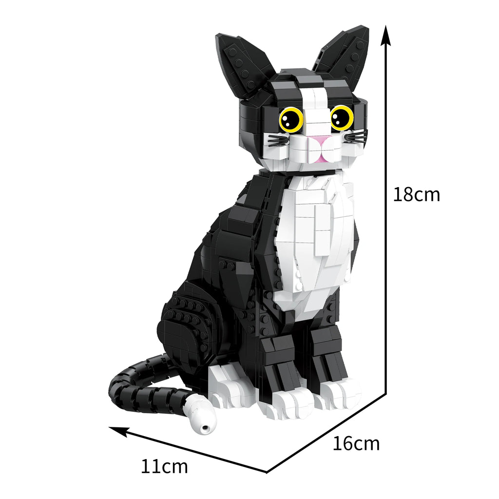 801PCS Tuxedo Cat Building Blocks – Cute Kitty Display Model