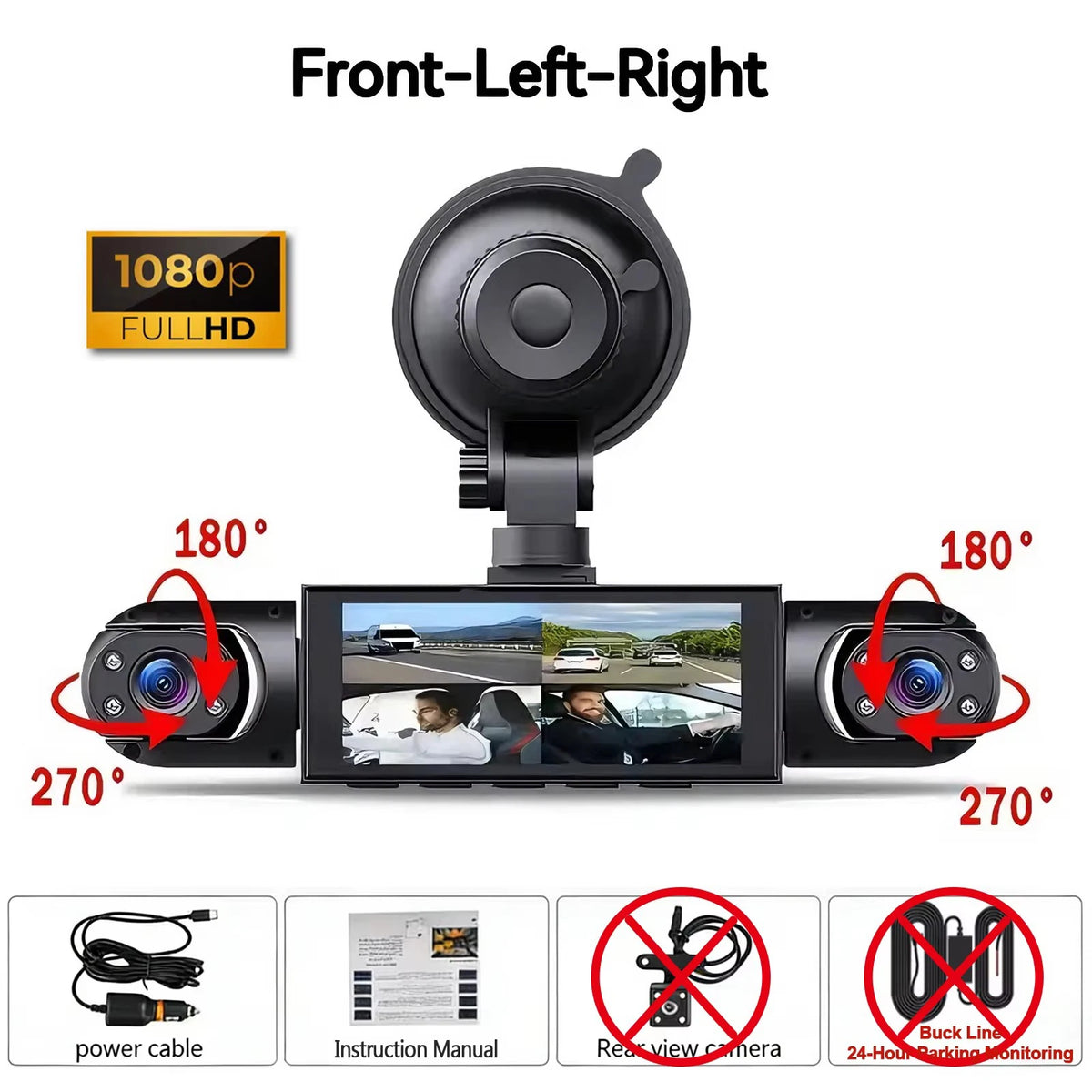 4-Camera 360° Dash Cam – Front, Rear & Side
