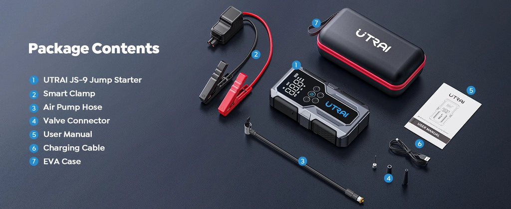 UTRAI JS-9 4-in-1 1500A Jump Starter with 150PSI Air Compressor & Power Bank