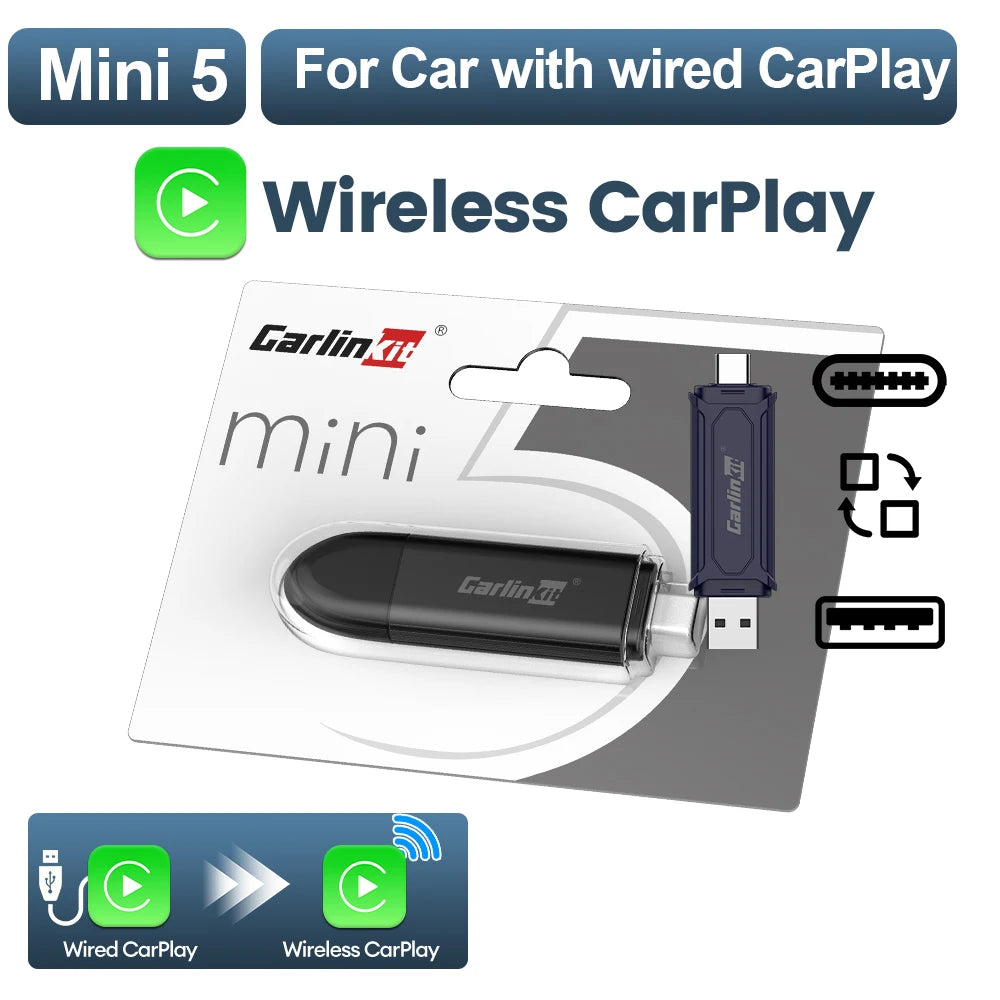CarlinKit MINI 5 Wireless CarPlay Adapter