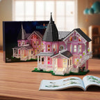 MOC Coraline™ The Pink Palace House Building Set – 1,349 Pieces with LED Lights