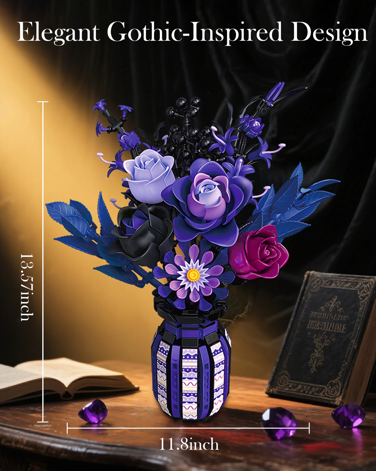 1218/822 PCS Dark Romance Gothic Bouquet Building Set – 2 Designs