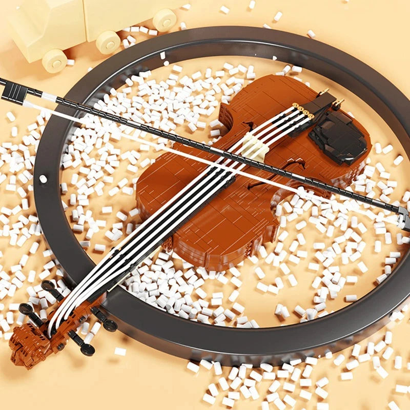 921 Pieces - Violin, Bow &amp; Display Stand Building Block Set