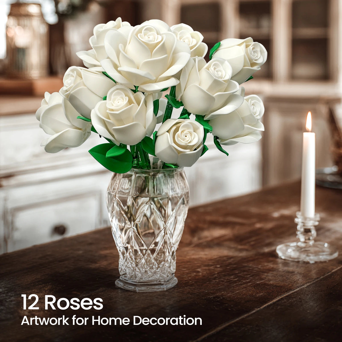 12 Rose White Bouquet Building Set