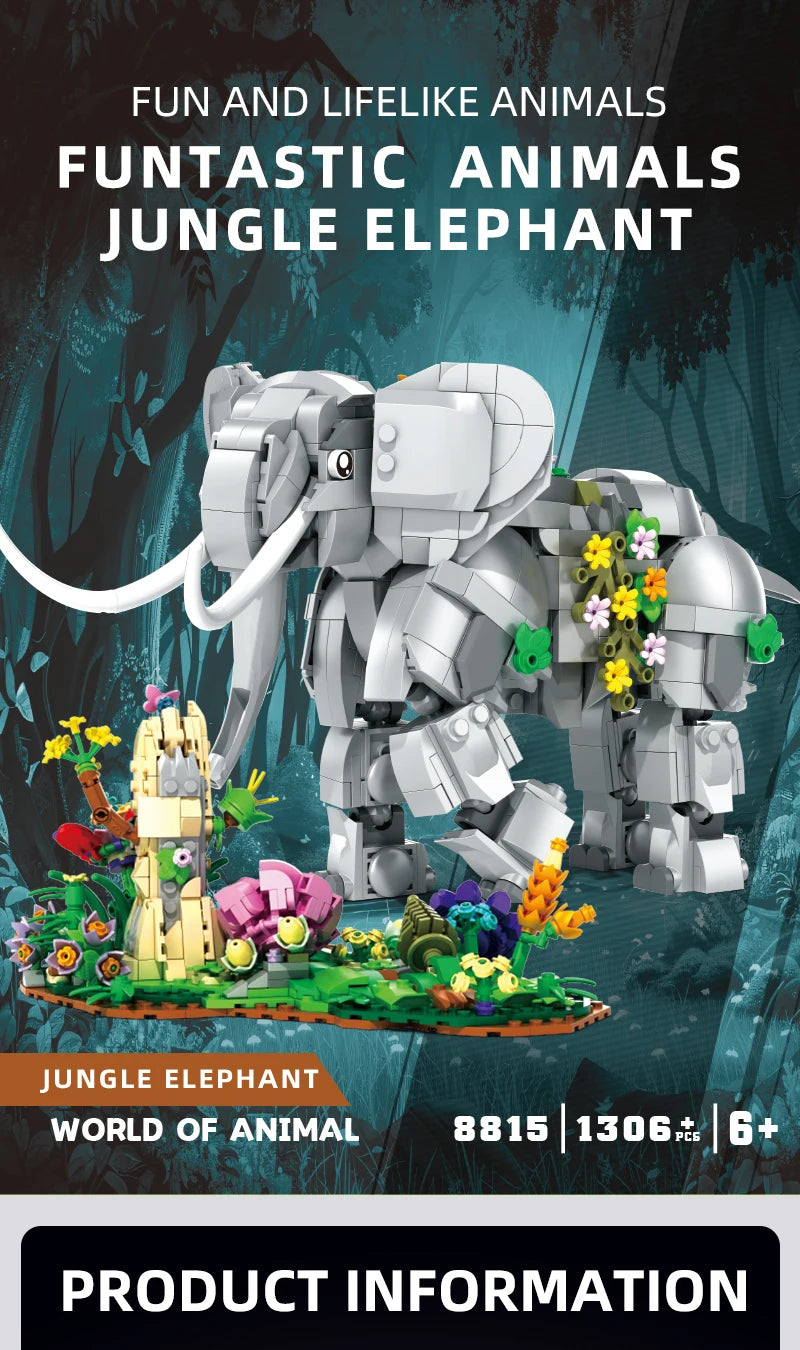 1306PCS Elephant Building Blocks – Animal Display Model