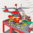 City Fire Station Building Block Set with Fire Truck &amp; Rescue Helicopter