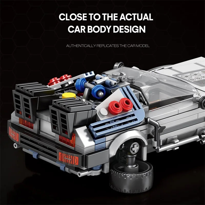 1:24 Classic Movie Time-Travel Racing Car Building Block Set – 405 Pieces