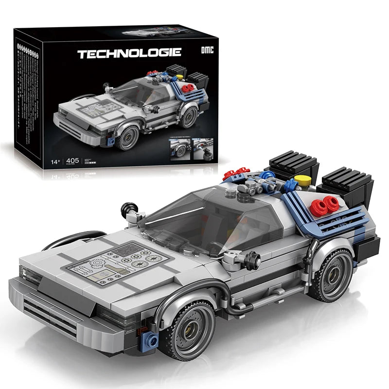 1:24 Classic Movie Time-Travel Racing Car Building Block Set – 405 Pieces